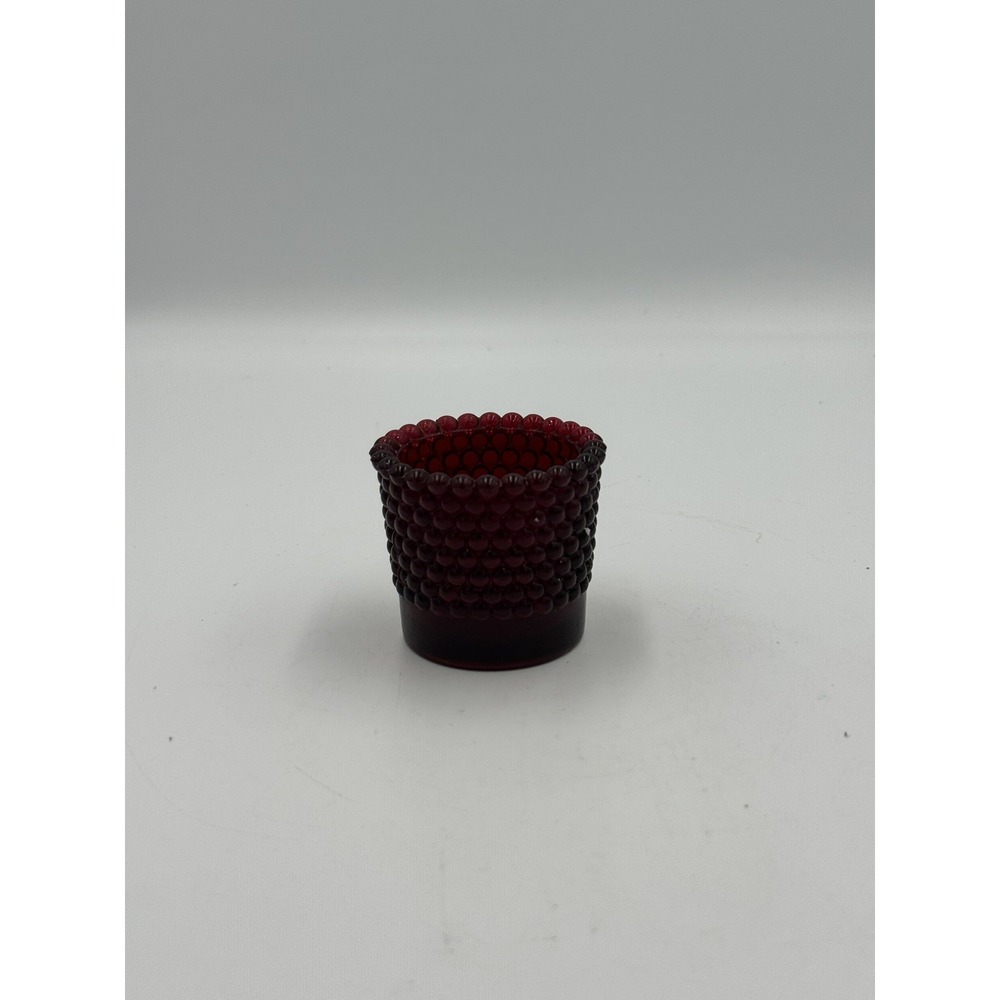 VTG Ruby Red Hobnail Glass Votive Candle Holder